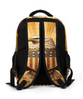 Back view of Star Shield Eagle Relief Printed Unisex Backpack With Large Capacity Built Tough From Durable Polyester