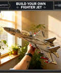 J-15 Fighter Jet Building Set For Adults And Hobbyists, ultra detailed model aircraft kit in hand showing assembly