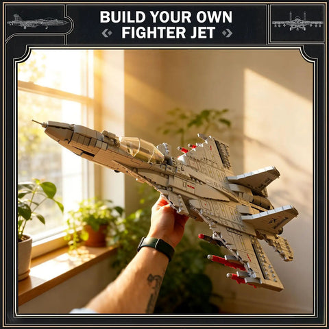 J-15 Fighter Jet Building Set For Adults And Hobbyists, ultra detailed model aircraft kit in hand showing assembly