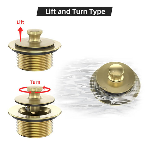 Top Shelf Brushed Gold Bathtub Drain Kit And Overflow Faceplate Built Tough Rust Resistant Metal Fits Standard Pipe Size Zero Hustle Setup Durable Home Bathroom Renovation Must Have lift and turn drain assembly with gold finish