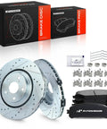 Straight Up Heavy Duty Front Brake Rotors And Ultra Low Dust Ceramic Pads Kit For Lexus Nx Rx Toyota Highlander Sienna 12 Point 91 Inch Backroad Ready Complete Swap displayed, with rotors and pads.