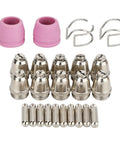 AG60P Plasma Cutter Consumable Kit with electrodes, tips, shields, cups, and brackets for plasma torch replacement parts