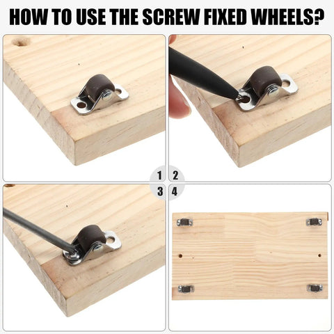 Installation process of Heavy Duty Non Swivel Drawer Caster Wheels 0.5 Inch Low Profile Set Of Four With Rigid Steel Frame