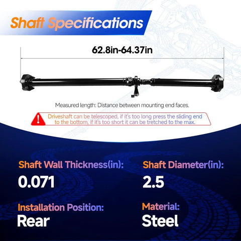 Cadillac CTS Rear Drive Shaft Assembly Replacement Prop Shaft For 2004 2007 Sedan Automatic Transmission Fits 25773497 936127 Easy Install And Durable Performance, steel rear driveshaft, 62.8-64.37in