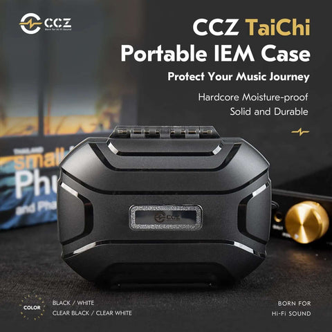 Fly InEar Monitor Case With Hella Protective Sealed Shell Portable Earbud And Iem Cable Travel Organizer Waterproof Earphone Storage Box For Kz Zs Series Audiophile Gear Keep Your Setup Locked Down Black, sleek black hardshell case.