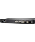 Heavy Duty Network Security Firewall Appliance With 16 Port Gigabit Ethernet And 10G Uplink in sleek black design.