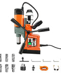 1400W Magnetic Drill Press With Six Coring Bits, 2 Inch Boring Diameter Portable Electric Mag Drill for hard metal surfaces.