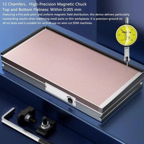 Rectangle Permanent Magnetic Clamping Plate For EDM Tapping And Drilling Machines, Dense Red Copper Pole Chuck, fine pole pitch