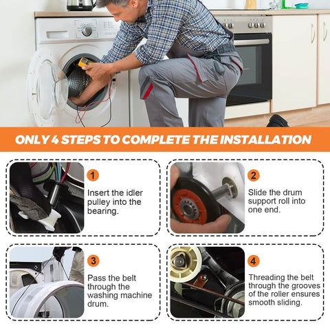 Complete 4392067RC Dryer Repair Kit installation steps for 27 inch and 29 inch dryers with drum support rollers and idler pulley.