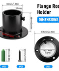 Stainless Steel One And A Quarter Inch Flange Rod Holder End Bracket For Shower Pole And Closet Rod With Screws Matte Black Built To Last Heavy Duty Mount Kit For Bathroom Wardrobe Laundry Room Two Pack Easy Install, dimensions shown