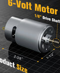6V Deer Feeder Motor Replacement For Game Feeders With One Eighth Inch Drive Shaft Efficient And Plug And Play Easy To Install Fits Most Power Control Units Built To Last In Tough Outdoor Conditions Keeps Your Feed On Schedule, 1/8 inch shaft