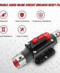 100A Inline Circuit Breaker With No Fuss Manual Reset For 12 To 24V DC Systems, Rugged Fuse Holder, Push Button Reset, Auto Protection For Cars Boats ATVs And Off Road Gear. Waterproof inline circuit breaker with red manual reset button, black housing