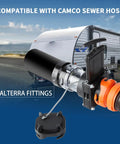 3 Inch RV Twist-On Waste Valve with Built-In Clear Adapter and Valterra Fittings for Camco Sewer Hose