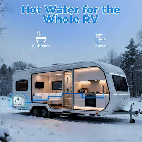Skip The Heavy Old Tanks With This Compact Propane Tankless Water Heater For Rvs Knocking Out Instant On Demand Hot Showers And A Totally Hassle Free Swap Every Trip in an RV.