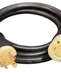 Heavy Duty Generator Extension Cord With Nema L14-30 Plug And Outlet Rated For 30 Amp 125 250 Volt 8 4 Soow Power Cable laid out showcasing plugs.
