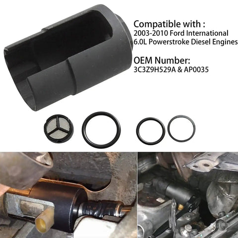 Injector Pressure Regulator Valve Socket Removal Tool And Seal Kit For 6.0L Powerstroke Diesel showing parts and compatibility details.
