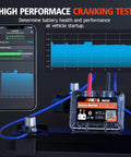 12V Car Battery Tester With Bluetooth For Lead Acid And Lithium Batteries BM200 US Battery Monitor Voltage Cranking And Charging System Tests Real Time Trip Records And Abnormal Alarm Easy Setup connected to car battery with app screen