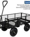 Heavy Duty Garden Cart With 880 Lbs Load Capacity featuring wide base, removable sides, and rotating handle for outdoor tasks.