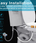 Hot And Cold Non Electric Bidet Attachment For Toilet With Adjustable Water Pressure And Angle Control, Easy Install Sprayer