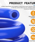 Top Tier 6.6 Ft Blue Silicone Vacuum Hose Line Kit With 6 Sizes For Cars And Vans High Pressure At 130 Psi Great For Any Auto Repair Job, blue hose close-up