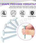 Close-up of 40 Piece T Track Bolts Set in Five Sizes 1/4-20 Through 2 Inches, Silver Tee Bolts for Universal T Slot Tracks, Jig Bolts Kit for Woodworking Jigs.