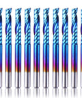 Ten blue-coated flat-nose end mills for CNC routers, SainSmart Genmitsu Nano, 1/8-in shank, 3.175x17x38mm