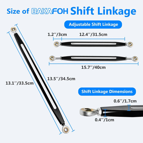 Black Shift Linkage For Indian Scout Motorcycles 2015 To 2024 Hussar Bobber And Scout Sixty Replacement Gear Shifter Rod With 1 Hole Slotted Style High Strength Precision Machined Direct Bolt On, with dimensions