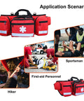 Red Outdoor Belt Bag With Big Capacity For Hiking And Camping featuring reflective safety strip and multiple compartments