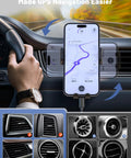 Auto Clamping Wireless Car Charger Mount With Air Vent Holder 15W 10W 7.5W Fast Charging For iPhone displaying GPS navigation