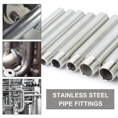 2 Pack 3 Quarter Inch NPT Stainless Steel Pipe Nipples 4 Inch Length Male To Female Threaded Thickened Cast Pipe 304 Stainless Steel