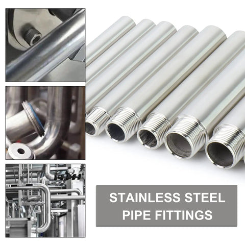 Beefy 304 Stainless Steel Pipe Fittings 1 Inch NPT Male To 1 Inch NPT Female, 4 Inch Thickened Nipple Cast Pipe Connector For Plumbing
