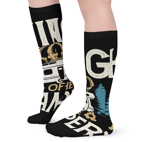 Design detail of Five Pack Fatigue Relief Compression Stockings Mid Calf Socks For Leg Circulation Support with printed graphics.