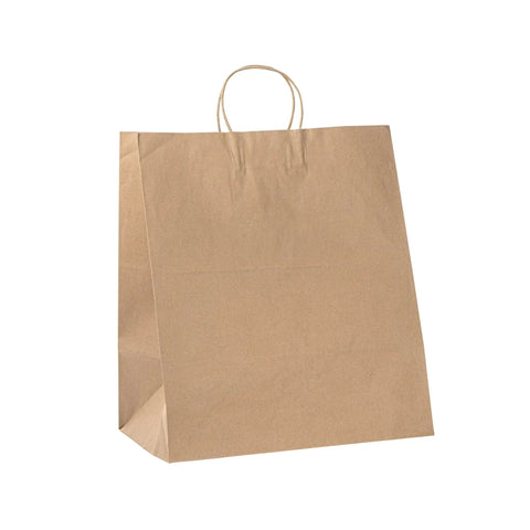Large Kraft Paper Gift Bags With Handles 100 Pack Brown Eco Friendly Grocery Shopping Retail Takeout Bags Durable Loop Handles
