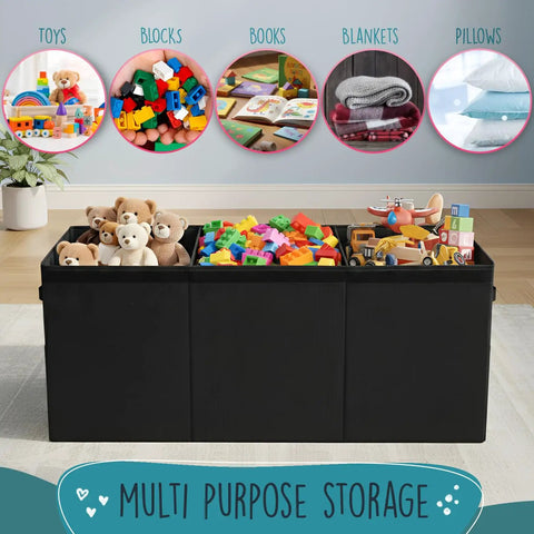Gigantic Extra Large Toy Storage Organizer With Lid For Kids Rooms, Collapsible Toy Chest With Dividers, 37 By 16 By 14 Inches in nursery