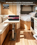 Beast Mode 5000 Watt Power Inverter With Four AC Outlets And Wireless Remote on table in modern RV interior.