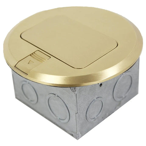 Round Pop Up Floor Box Kit With 6 Inch Cover, 20A Tamper Weather Resistant Outlet, watertight gasket, metal housing