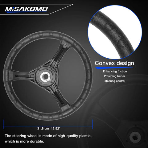 14 Ft Boat Steering Control Cable With 12.5 Inch Wheel Rotary Outboard System Kit close-up of steering wheel design