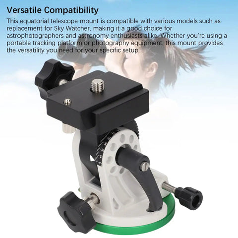 Equatorial mount base with 3/8 inch thread, 90-degree adjustable, rock solid tracking, fits similar models, for telescopes.