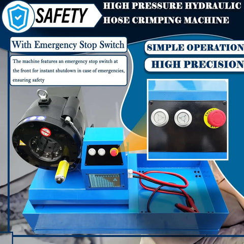 Portable Hydraulic Hose Crimper One Quarter Inch To Two Inch High Pressure Vehicle Hose Crimping Machine 32 MPa With 13 Die Sets, safety switch