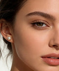12 Pairs Pearl Stud Earrings For Women Set In White Simulated Pearls In Four Sizes Simple Chic Jewelry For Everyday Wear Lightweight Comfort Perfect Gift Timeless Classic 4mm pearl stud on model