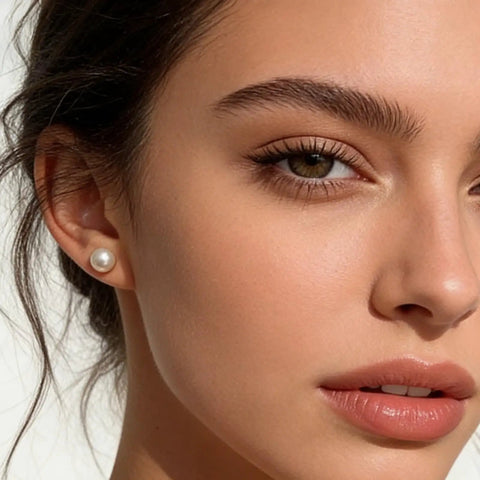 12 Pairs Pearl Stud Earrings For Women Set In White Simulated Pearls In Four Sizes Simple Chic Jewelry For Everyday Wear Lightweight Comfort Perfect Gift Timeless Classic 4mm pearl stud on model
