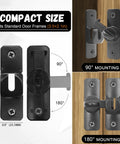 Hassle Free Barn Door Lock And Flip Latch For Sliding Doors Quick Adhesive Mount To Keep The Kiddos Safe Heavy Duty Zinc Alloy Construction Stays Put In Black, compact size fits standard door frames.