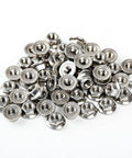 Pile of Hardworking M10 X 1.5mm Serrated Hex Flange Lock Nuts in 304 Stainless Steel with Bright Finish for DIY Projects