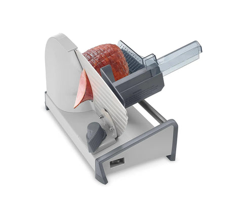 Game Changer Countertop Food Slicer With Precision Dial Cuts Meat Cheese And Breads From Hair Thin To Half Inch Removable Seven Point Five Inch Stainless Steel Blade Makes Prep No Sweat For Weekend Grillers
