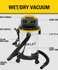 Lightweight 10 Pound Wet Dry Vacuum With 4 Peak HP Power, 4 Gallon Stainless Steel Vacuum For Garage, Workshop, Basement And Car Detailing