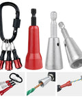 6 Piece Wire Twister Drill Set With Bit Holder Keychains And Red Wire Nut Twister One Quarter Inch Hex Shank Works On 9 To 22 AWG Wires