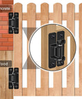 Heavy Duty Gate Hinges 2 Pack In Premium Steel With Spacer Bearings And Black Electro-Coated Finish Removable Bolts on wood gate.