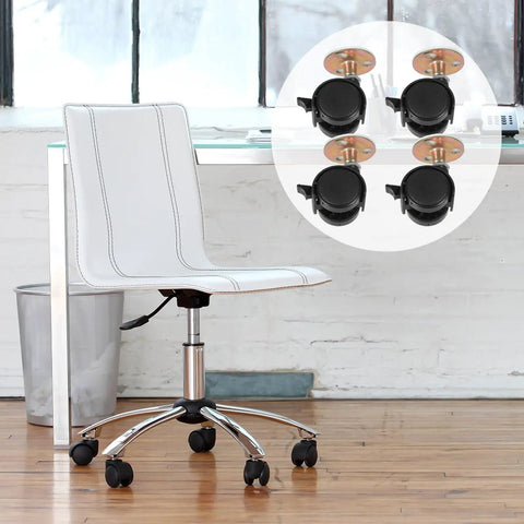 Four Pack Swivel Caster Wheels With Brake Self Adhesive Furniture Caster Wheels for Coffee Tables Desks Cabinets and Trash Cans Easy Install