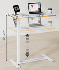 32 Inch Mobile Standing Desk Featuring A Slick Rolling Base And Hassle Free Pneumatic Height Adjustments With Smooth One Hand Gas Spring Lift For Compact Home Office Computer Workstation Setup dimensions displayed