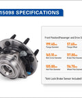 Front Wheel Hub Bearing Assembly 515098 Fits 07 09 Chevy Silverado 2500 3500 2500HD GMC Sierra 3500 2500HD And 08 09 Hummer H2 8 Lug With ABS